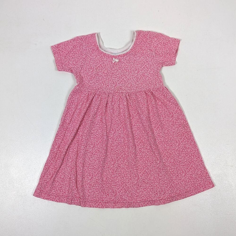 Vintage Hearts & Flower Dress Girls Size 3-4T Pink Floral Calico Casual